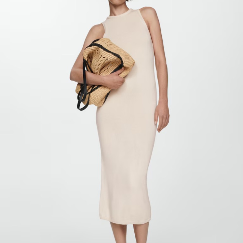 Mango cream knit maxi dress